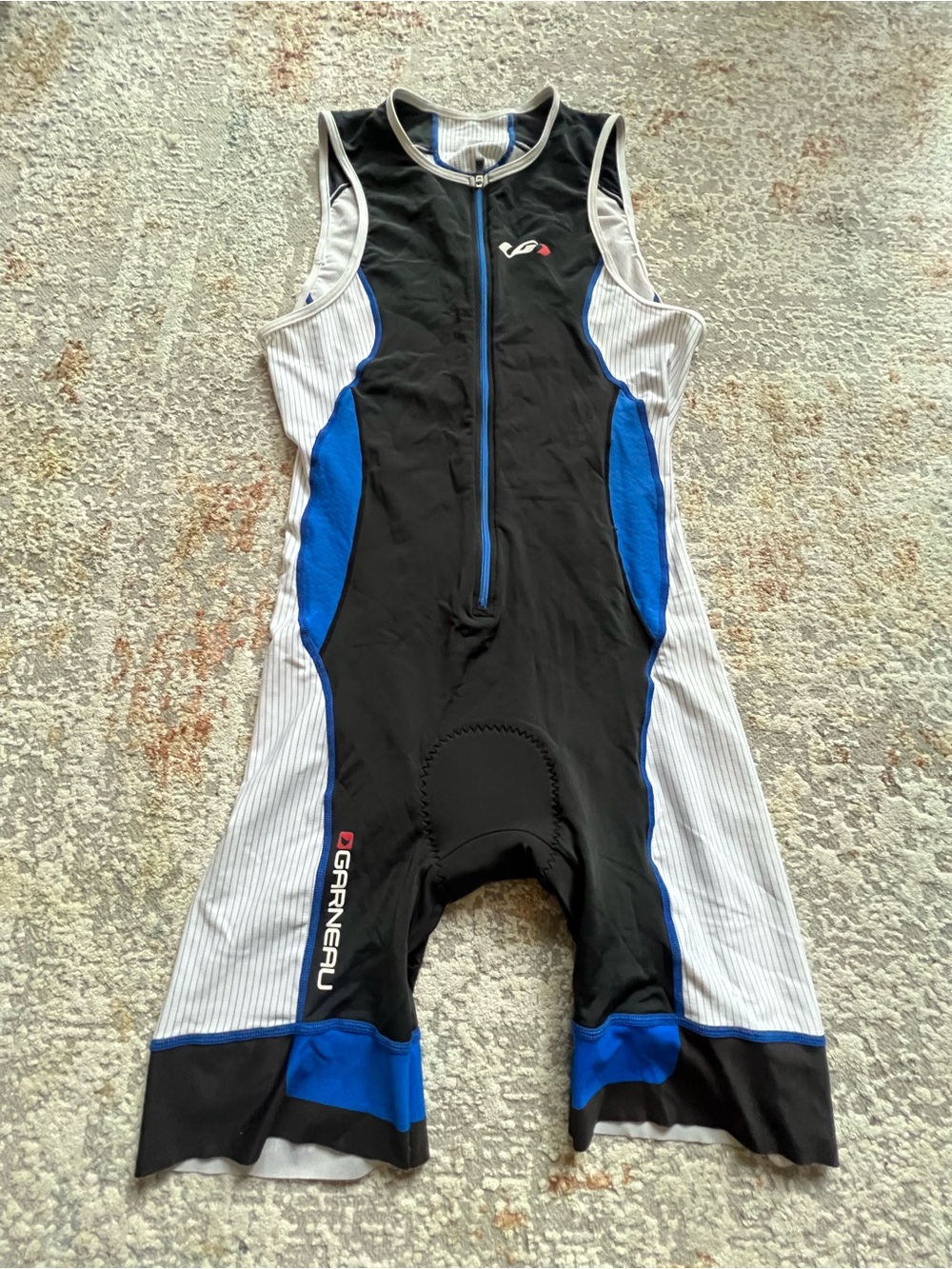 Louis Garneau Men’s Triathlon Cycling Suit Padded Black Blue White